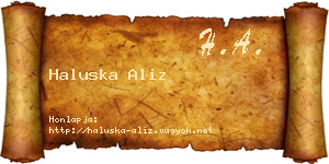 Haluska Aliz névjegykártya